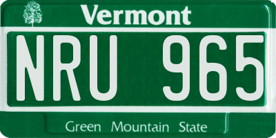 VT license plate NRU965