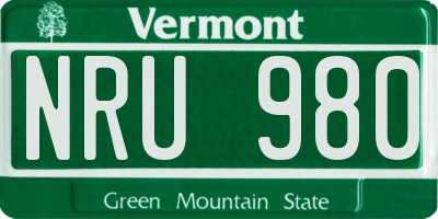 VT license plate NRU980