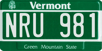 VT license plate NRU981