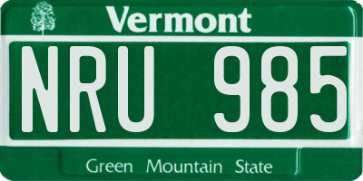 VT license plate NRU985