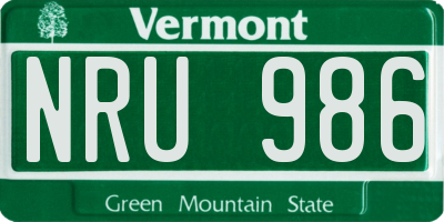 VT license plate NRU986