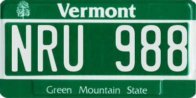 VT license plate NRU988