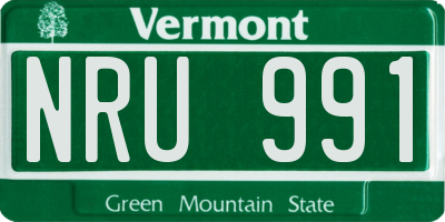 VT license plate NRU991