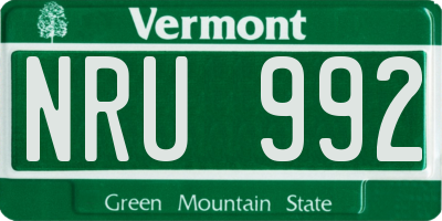 VT license plate NRU992