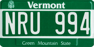VT license plate NRU994