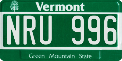 VT license plate NRU996