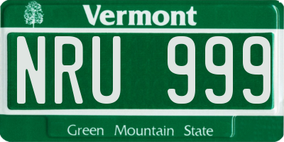 VT license plate NRU999