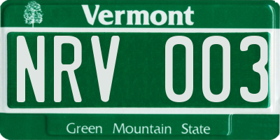 VT license plate NRV003