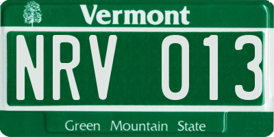 VT license plate NRV013