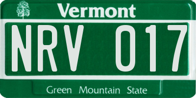 VT license plate NRV017
