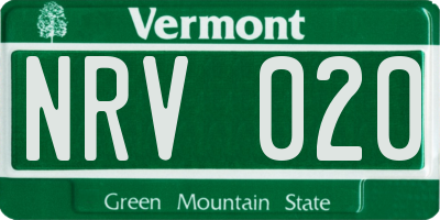 VT license plate NRV020