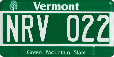 VT license plate NRV022