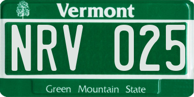 VT license plate NRV025
