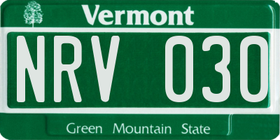 VT license plate NRV030