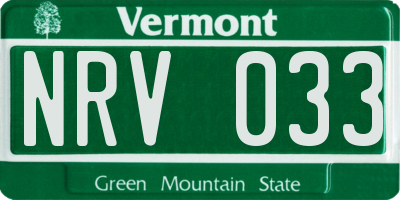VT license plate NRV033