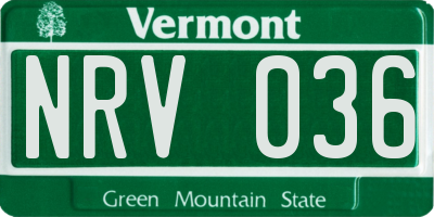 VT license plate NRV036