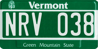 VT license plate NRV038