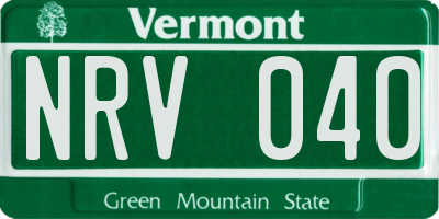 VT license plate NRV040