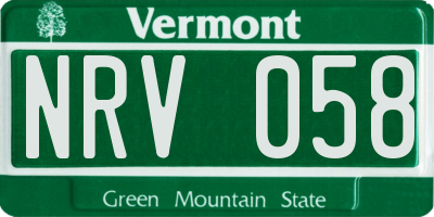 VT license plate NRV058