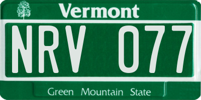 VT license plate NRV077