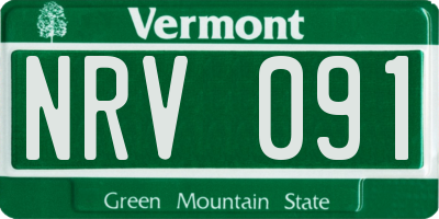 VT license plate NRV091
