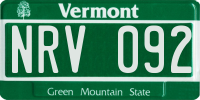 VT license plate NRV092