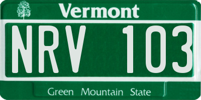 VT license plate NRV103