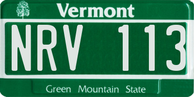 VT license plate NRV113