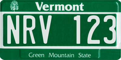 VT license plate NRV123