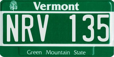 VT license plate NRV135