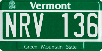 VT license plate NRV136
