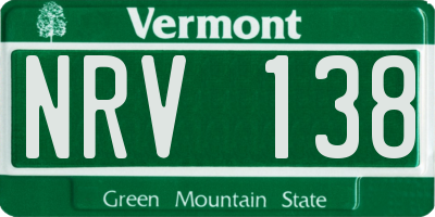 VT license plate NRV138