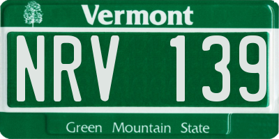 VT license plate NRV139