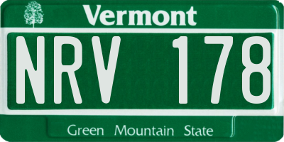 VT license plate NRV178