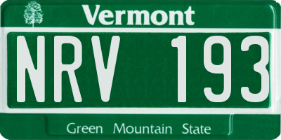 VT license plate NRV193