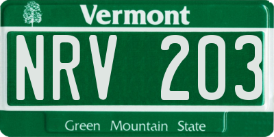 VT license plate NRV203