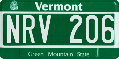 VT license plate NRV206