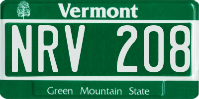 VT license plate NRV208