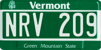 VT license plate NRV209