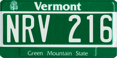 VT license plate NRV216
