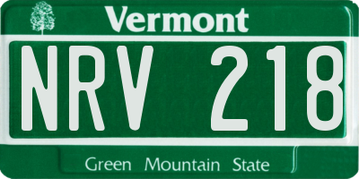 VT license plate NRV218
