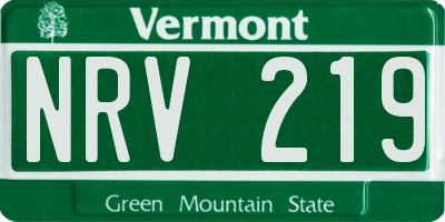 VT license plate NRV219