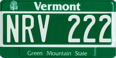 VT license plate NRV222