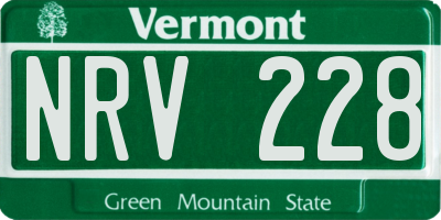 VT license plate NRV228