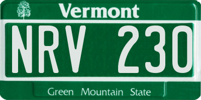 VT license plate NRV230