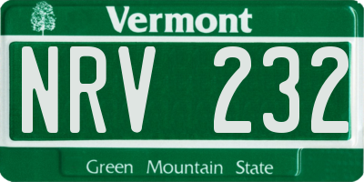 VT license plate NRV232
