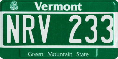 VT license plate NRV233