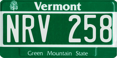 VT license plate NRV258