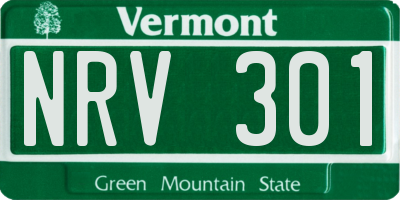 VT license plate NRV301