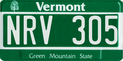 VT license plate NRV305